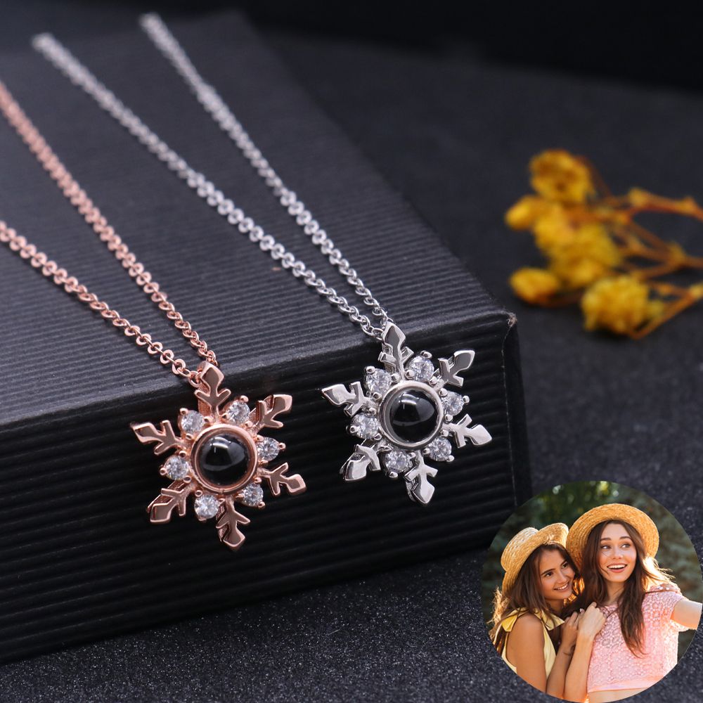 Personalized Photo Projection Necklace - Snowflake | Necklace that 